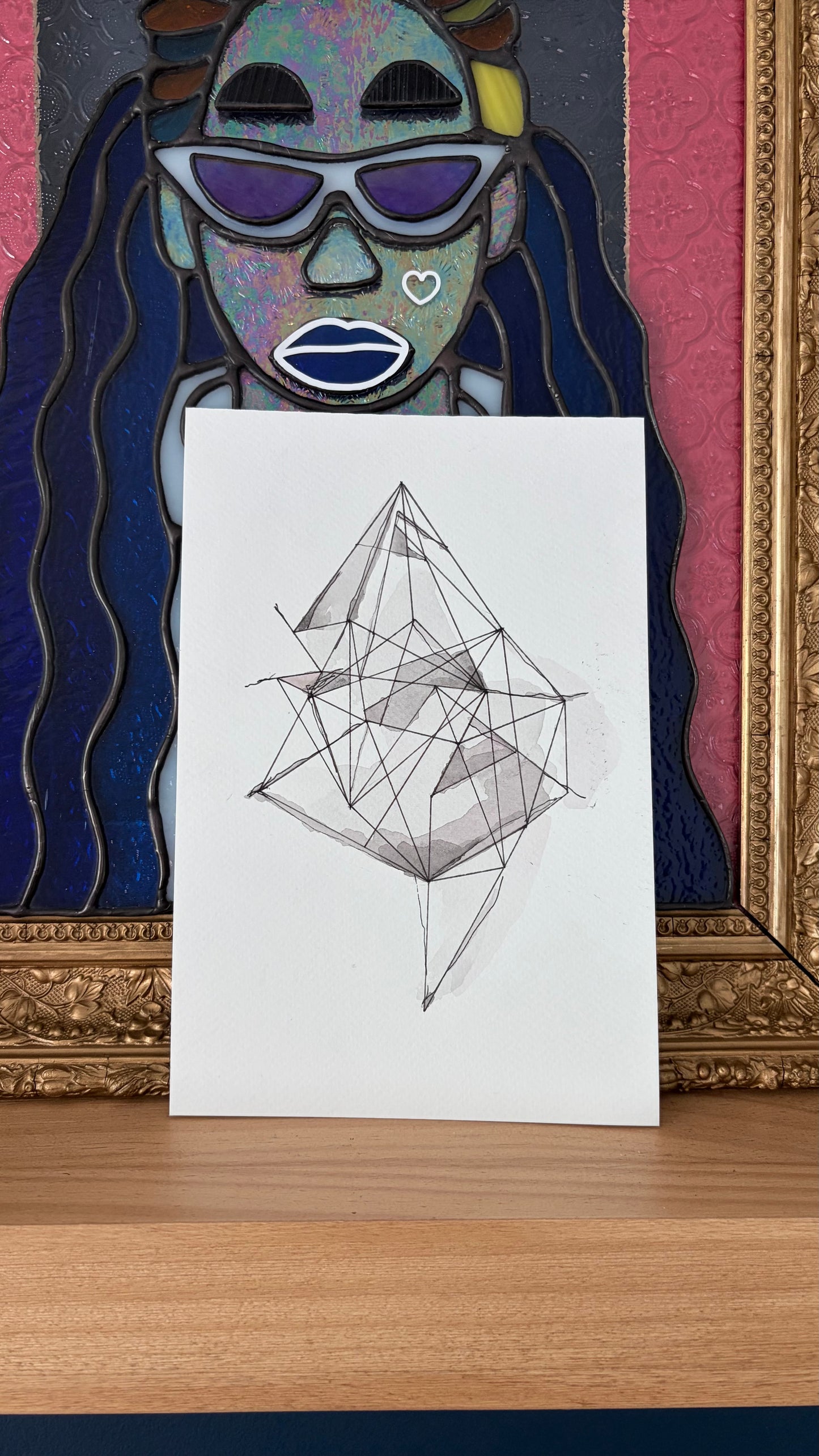 Chaos Forming - Geometric Pen on Watercolor Painting